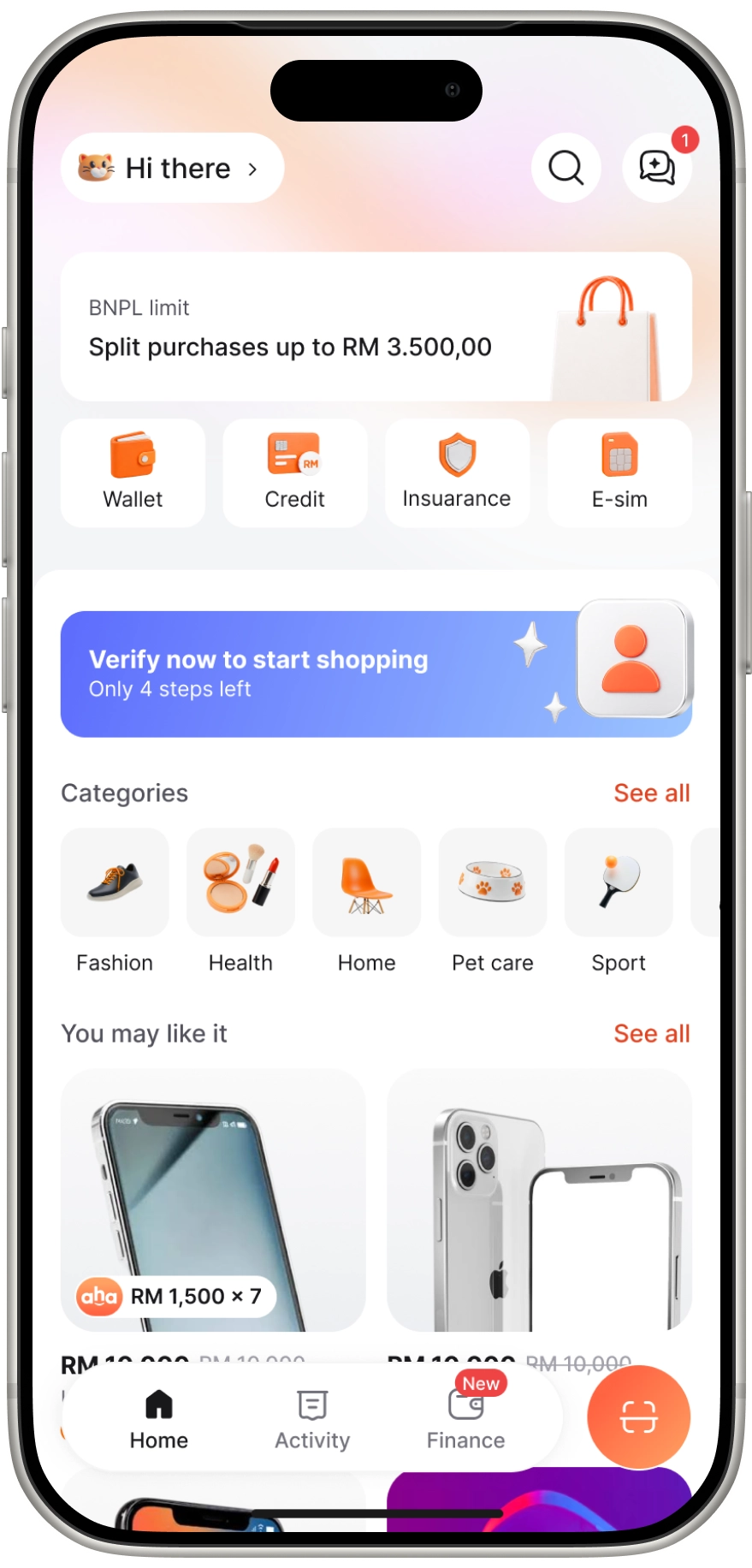 Целевая Home: BNPL-лимит, wallet, credit, insurance, e-sim